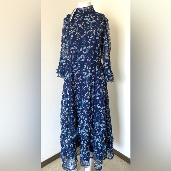 Dalia Macphee | Dresses | Dalia Macphee Retro Lace Long Sleeve Maxi ...